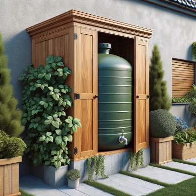 Réservoir occulté par du mobilier de jardin
