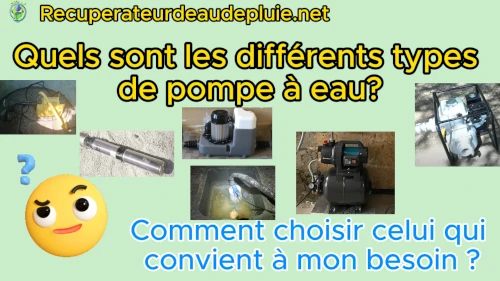 différents types de pompe à eau