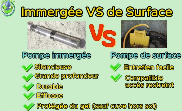 pompe immergée ou de surface avantages et inconvénients